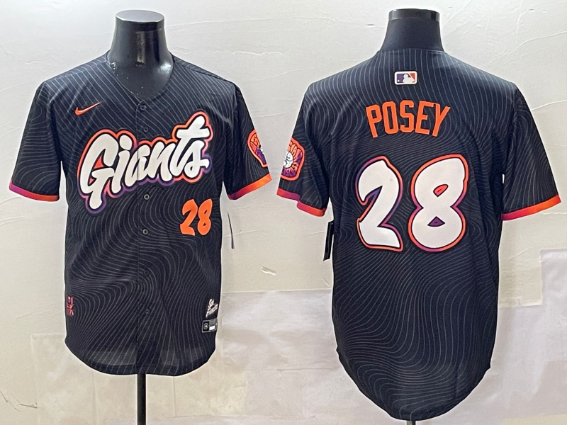 Men's San Francisco Giants Buster Posey #28 Black 2025 City Connect Limited Jersey